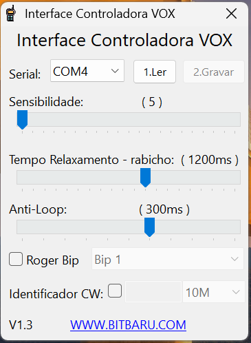 Software de Configuração Placa Interface Controladora Vox Repetidora VHF UHF